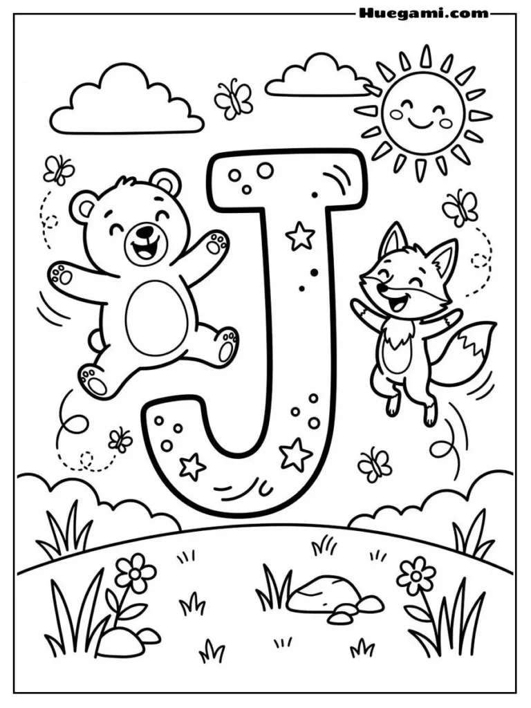 Letter J Joyful Jump Illustration