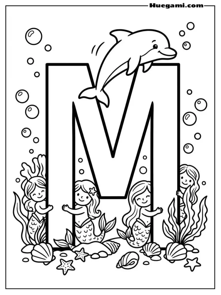 Letter M Mermaid Magic Illustration