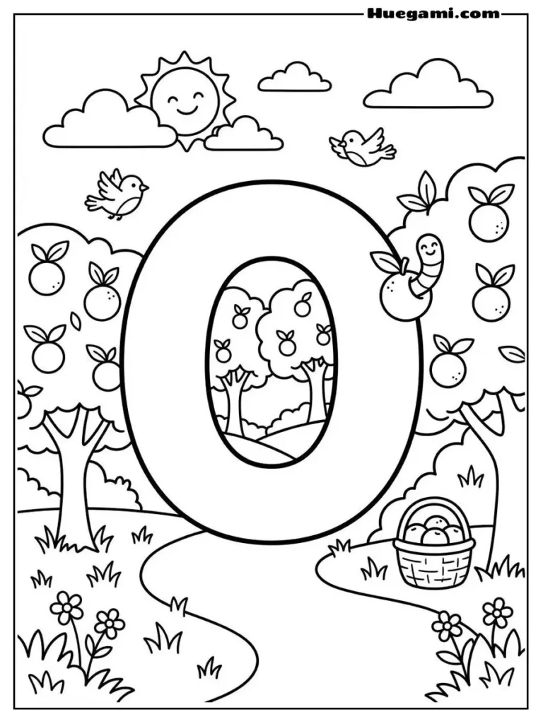 Letter O Orange Orchard Illustration