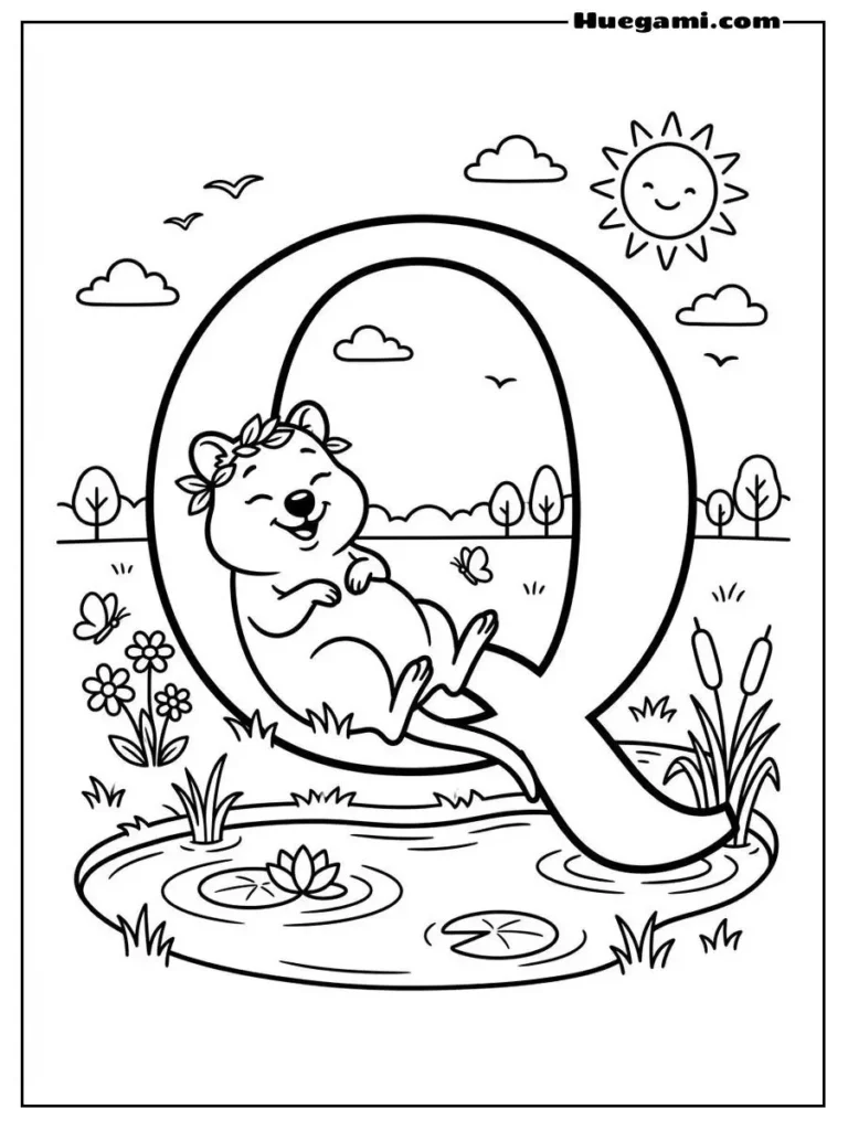Letter Q Quiet Quokka Illustration