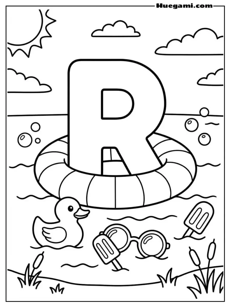 Letter R Rainbow Floatie Illustration