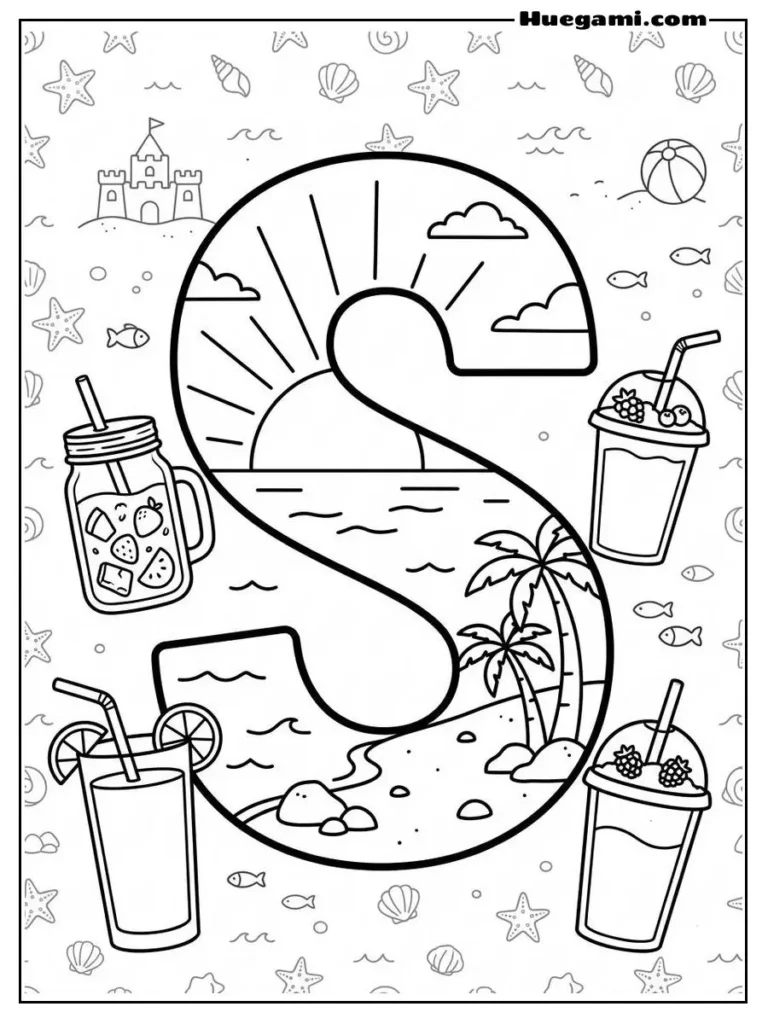 Letter S Sunset Smoothie Illustration