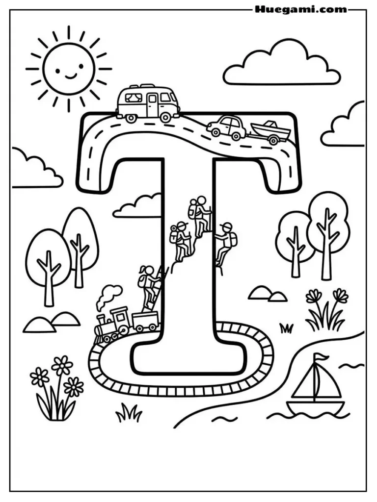 Letter T Tiny Travelers Illustration