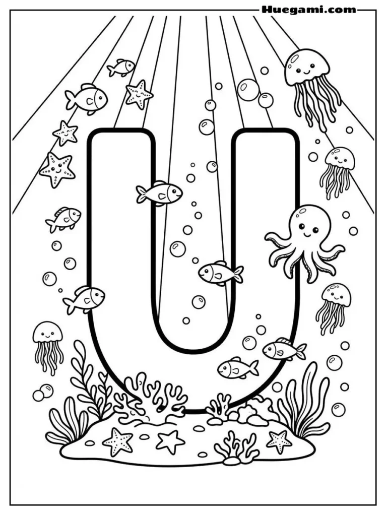 Letter U Underwater Dreams Illustration