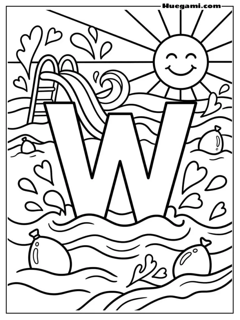 Letter W Wave Wonderland Illustration