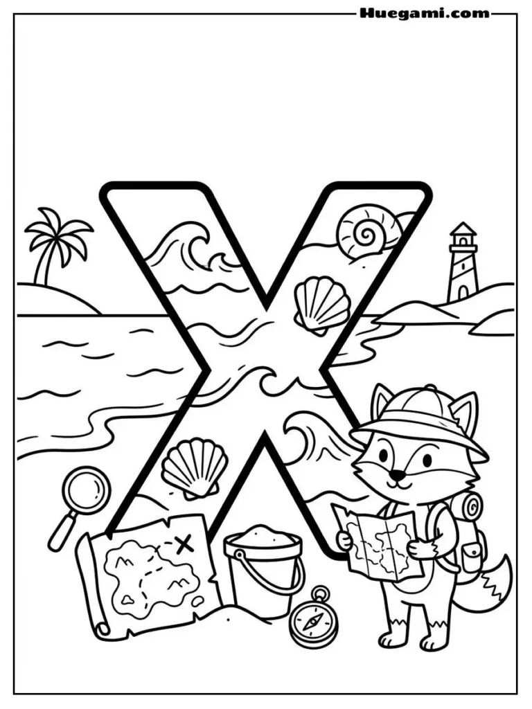 Letter X Xplore The Shore Illustration
