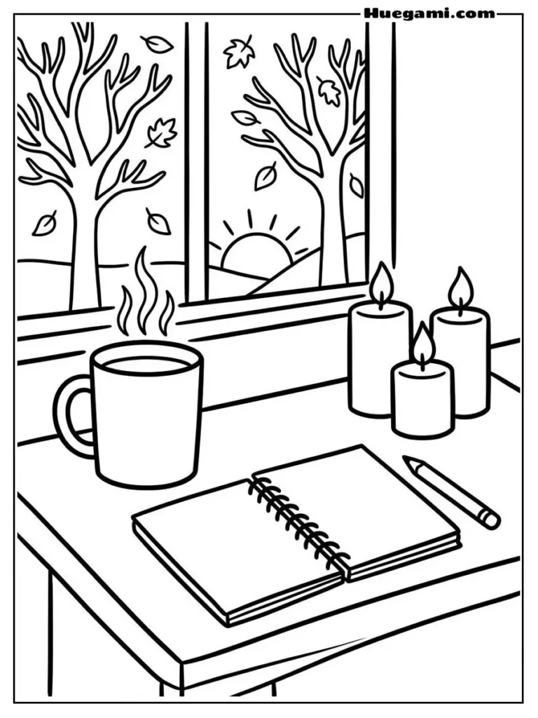 Free Printable Back To School Coloring Sheets for Kids 13 Morning Coffee And Notebook Illustration