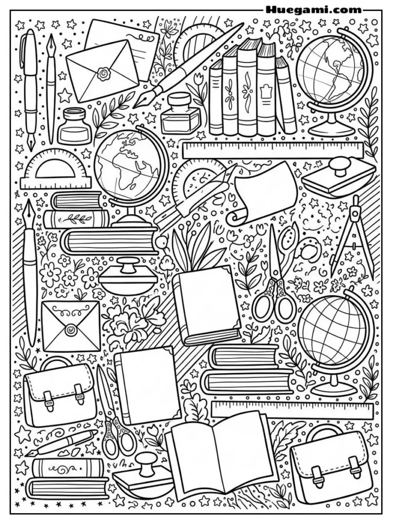 Free Printable Back To School Coloring Sheets for Kids 10 Stationery Heaven Illustration