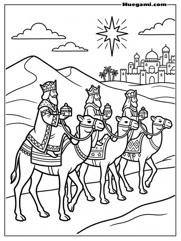 Camel Coloring Sheets: Free Printables for All Ages 5 Three Camels With Kings