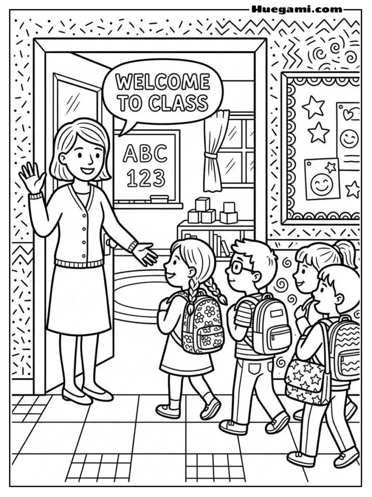 Free Printable Back To School Coloring Sheets for Kids 31 Welcome To Class Illustration