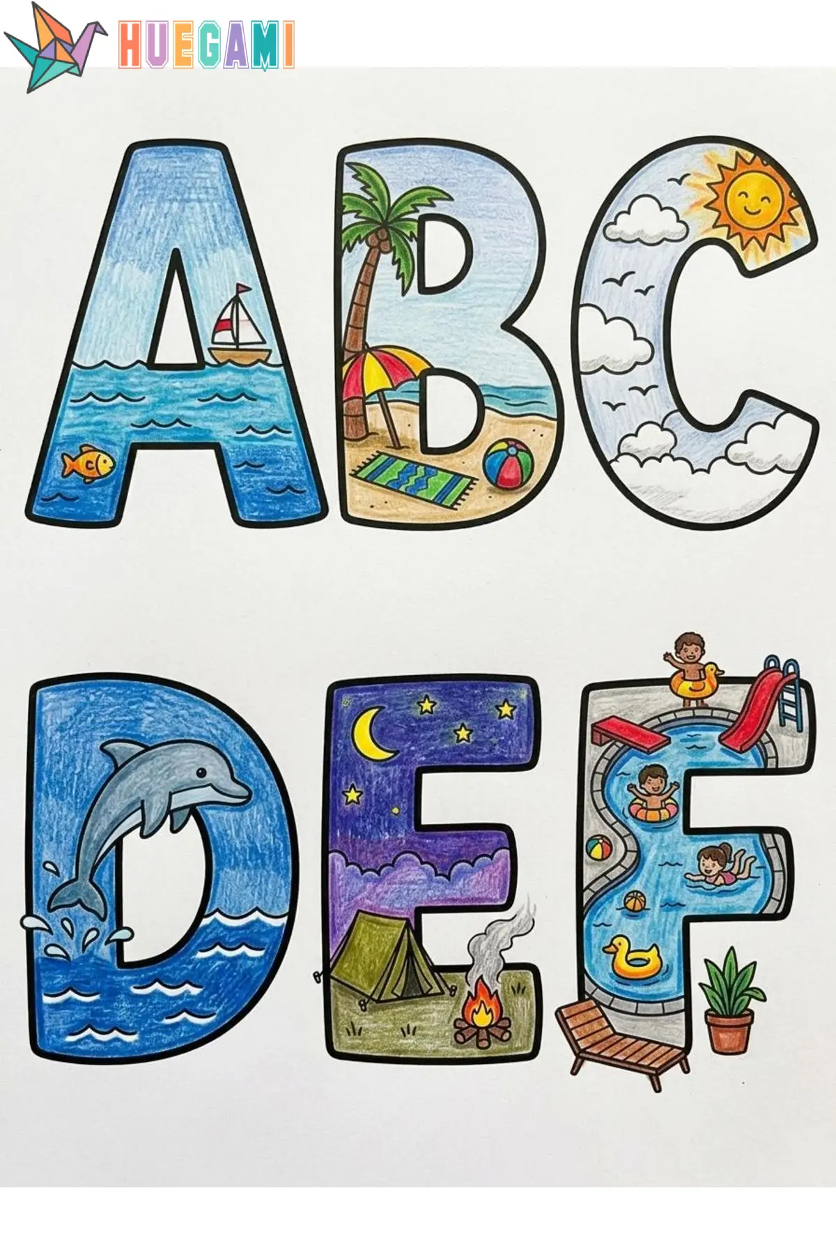 alphabet summer coloring sheets featured image