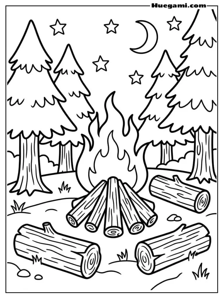 Fun Camping Coloring Sheets to Print for Free 18 Bear Tracks Near Tent Page Artwork