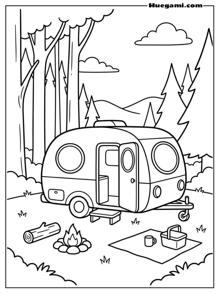 Fun Camping Coloring Sheets to Print for Free 22 Campfire Songs Illustration