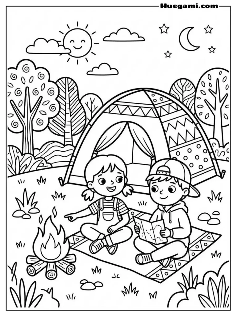 Fun Camping Coloring Sheets to Print for Free 15 Camping Breakfast Setting Page