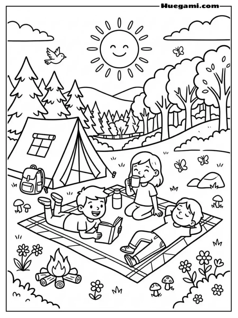 Fun Camping Coloring Sheets to Print for Free 12 Camping Journal And Pencil Illustration