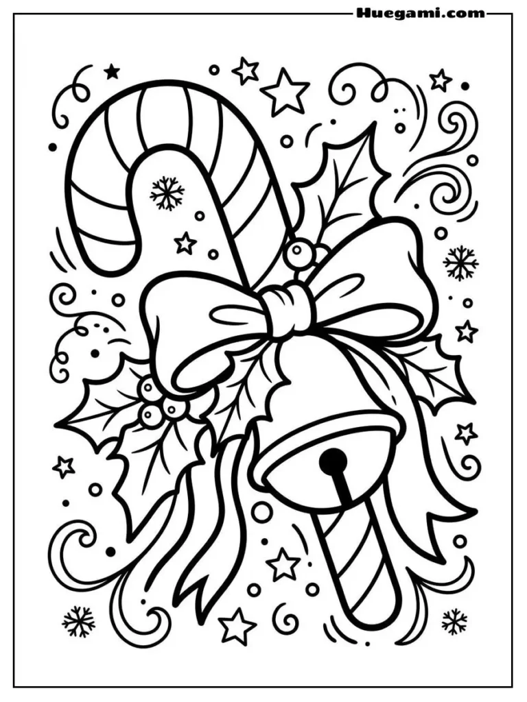 Candy Cane With Bell Illustration