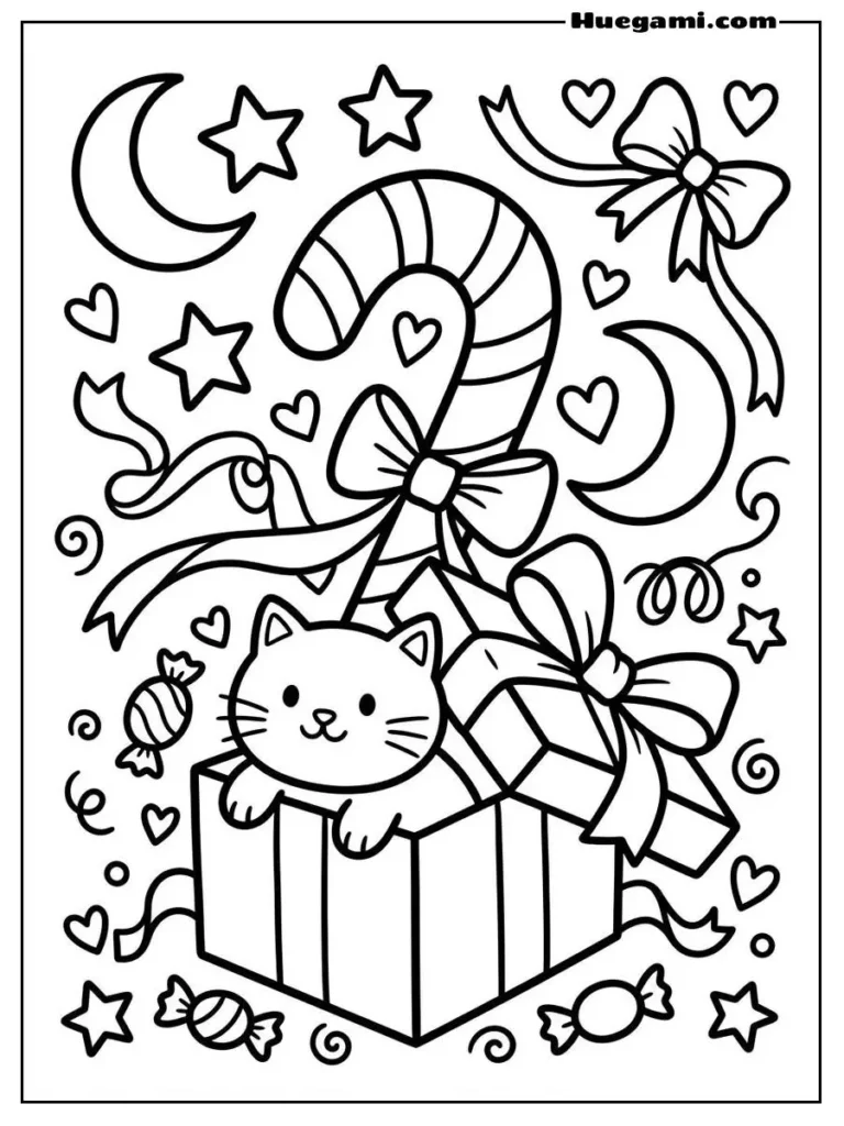 Candy Cane With Kitty Illustration