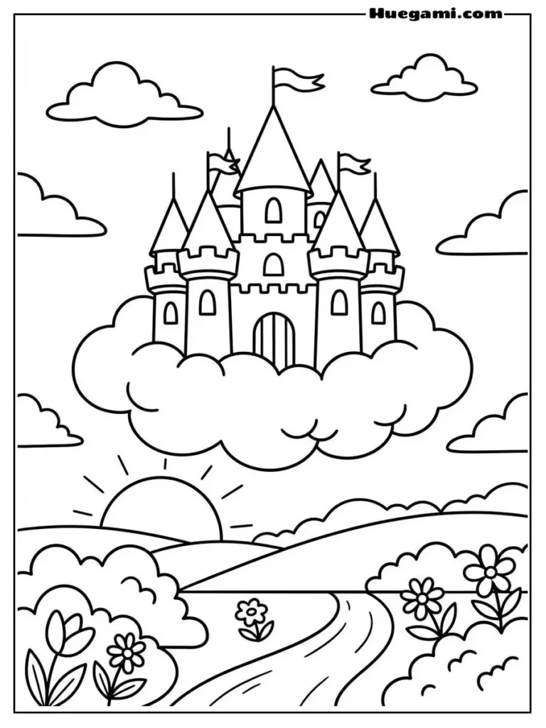 Printable Castle Coloring Sheets Kids Will Love 34 Castle On A Cloud Illustration