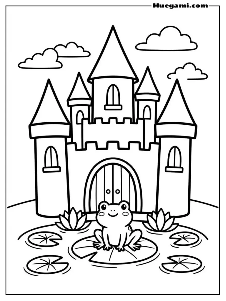 Printable Castle Coloring Sheets Kids Will Love 22 Castle With Frog Coloring Sheet Illustration