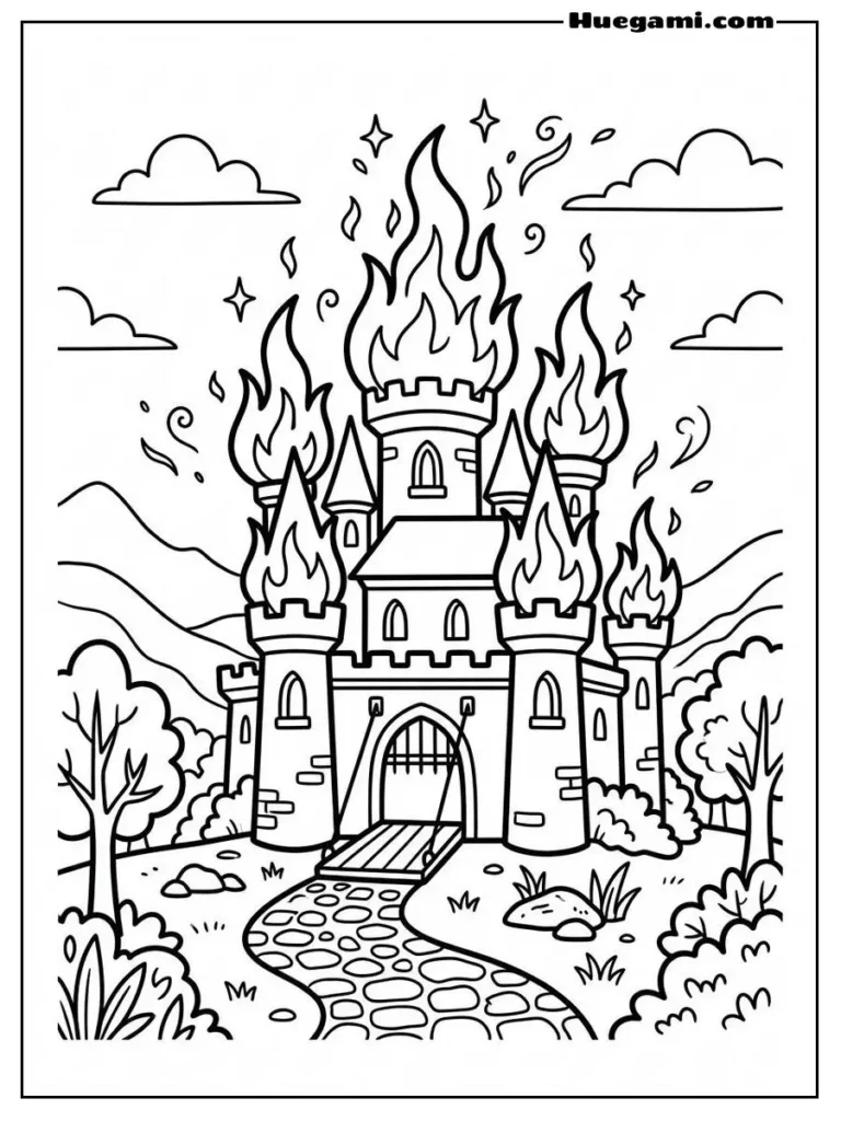 Printable Castle Coloring Sheets Kids Will Love 20 Coloring Page Fire Castle Artwork