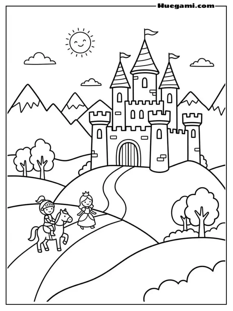 Printable Castle Coloring Sheets Kids Will Love 38 Fairytale Castle In The Mountains