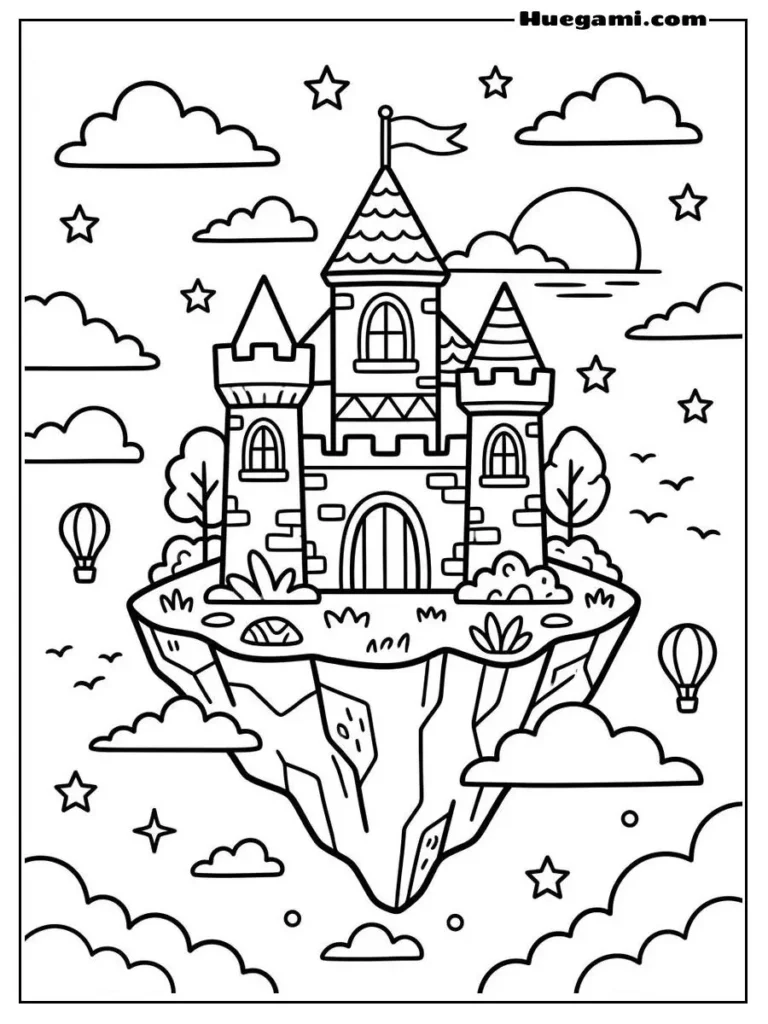 Printable Castle Coloring Sheets Kids Will Love 30 Floating Island Castle Illustration