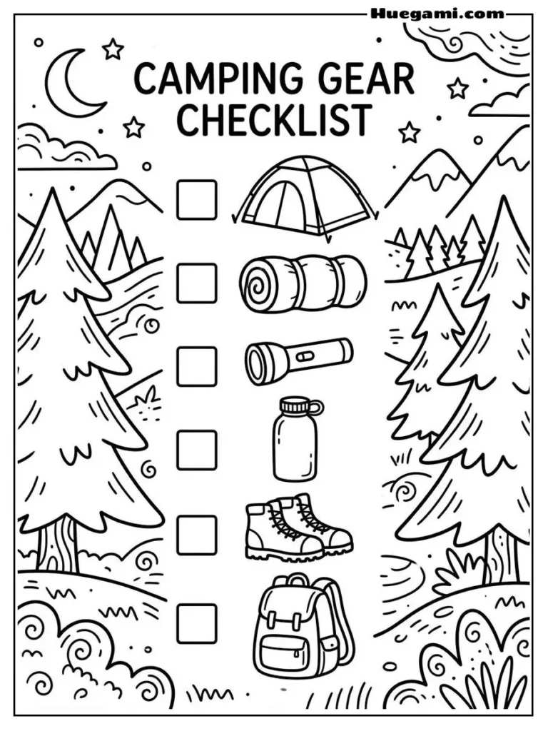 Fun Camping Coloring Sheets to Print for Free 19 Forest Campfire Night Illustration