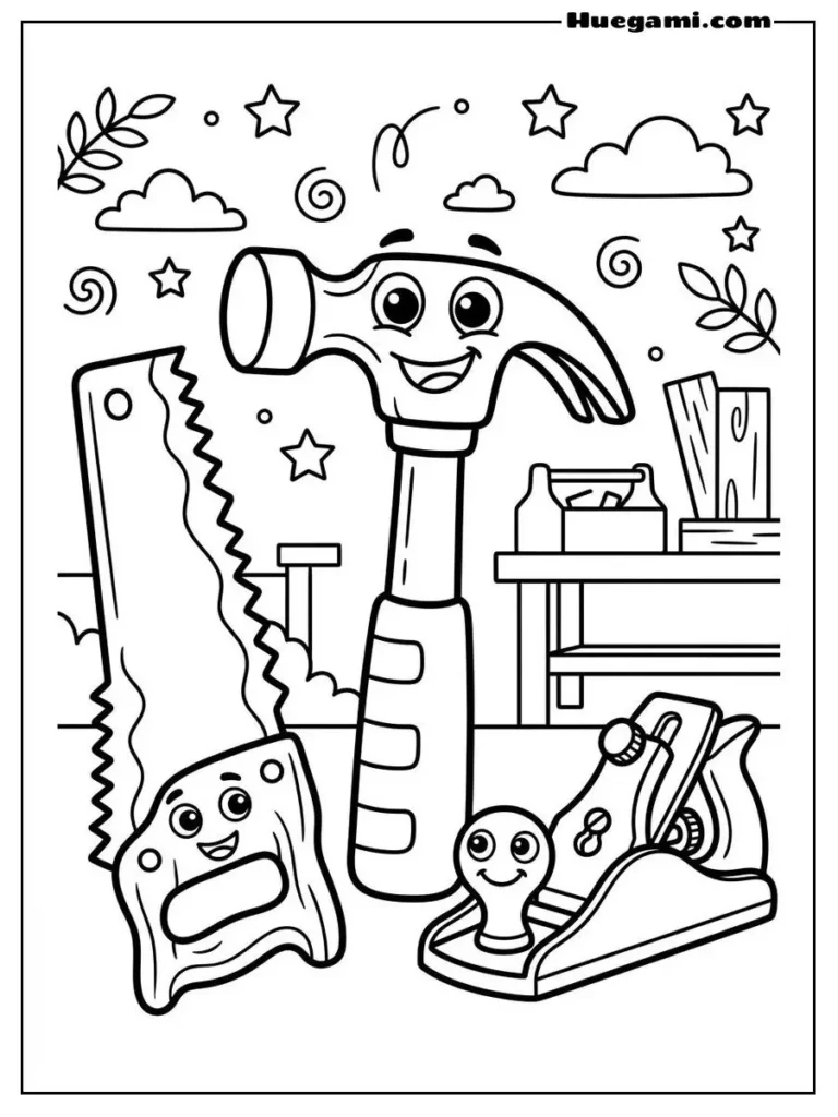 Friendly Tools With Faces Illustration