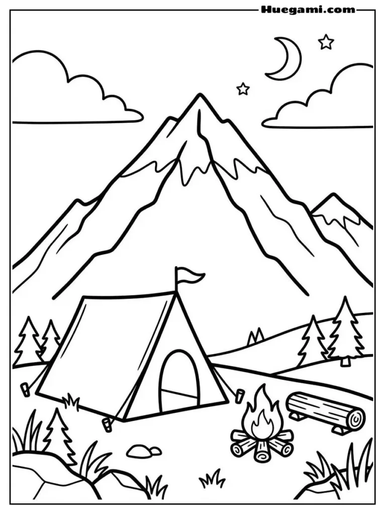 Fun Camping Coloring Sheets to Print for Free 9 Hiking Trail Signpost Page Artwork