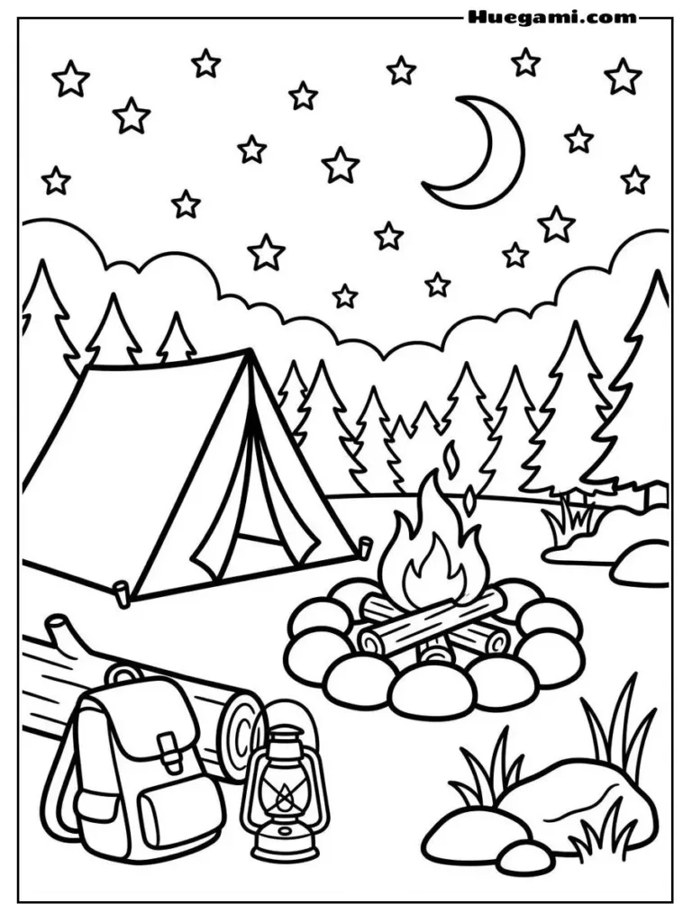 Fun Camping Coloring Sheets to Print for Free 7 Kayak Camping Adventure Page Artwork