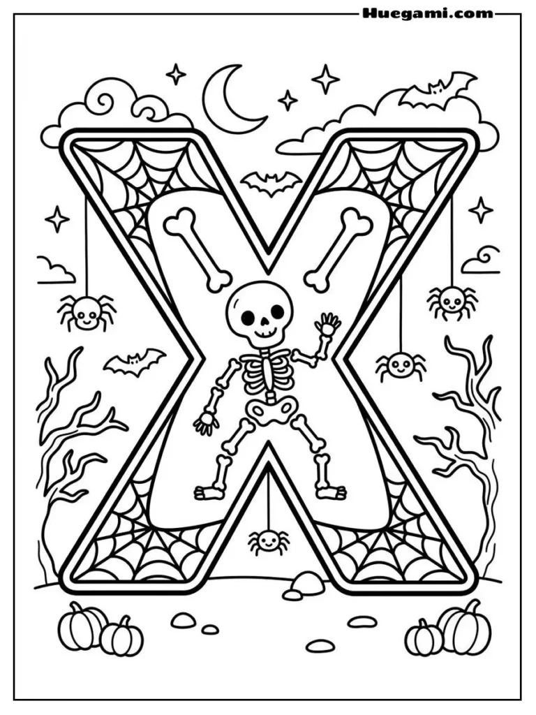 Free Printable Halloween Alphabet Coloring Sheets for Kids 25 Letter X X