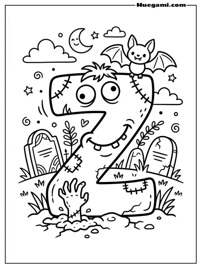Free Printable Halloween Alphabet Coloring Sheets for Kids 27 Letter Z Zombie Illustration