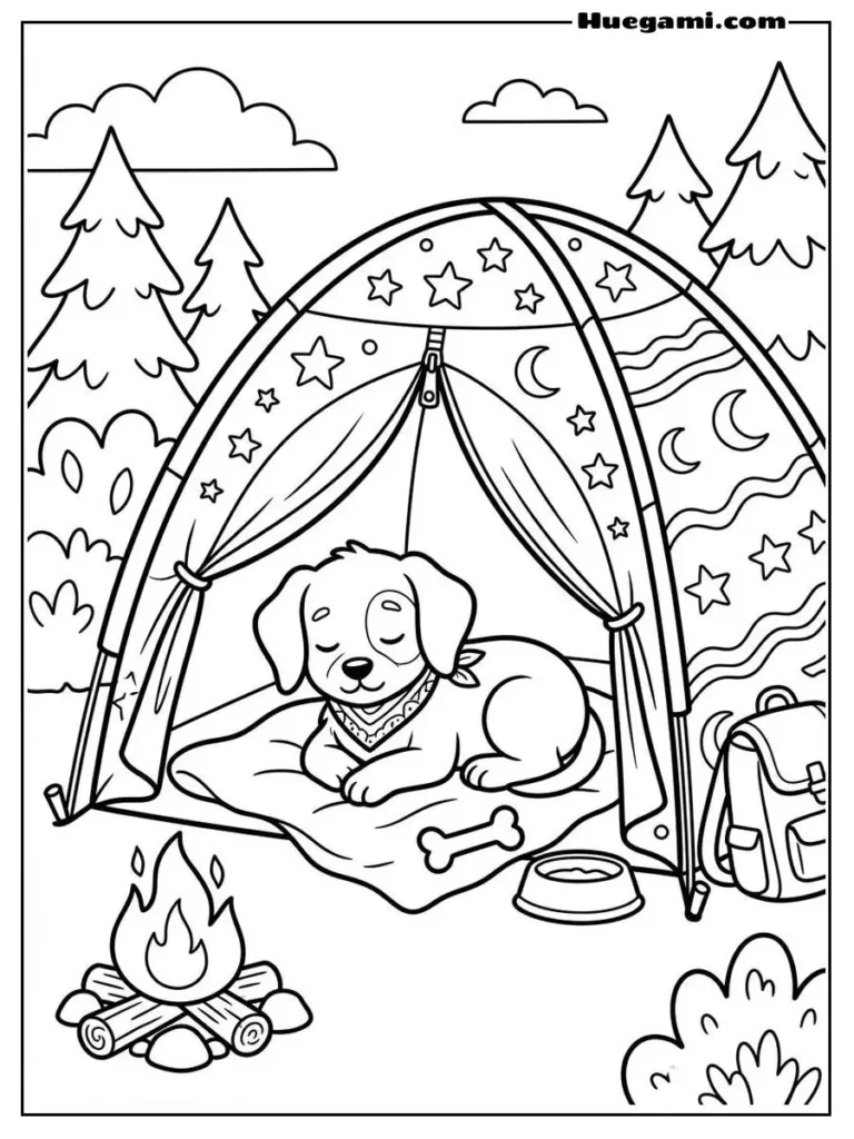 Fun Camping Coloring Sheets to Print for Free 3 Sleeping Bag And Flashlight Page Artwork