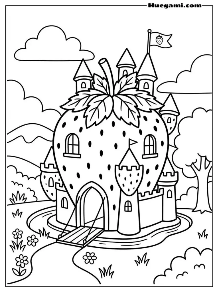 Printable Castle Coloring Sheets Kids Will Love 11 Strawberry Castle For Kids Illustration