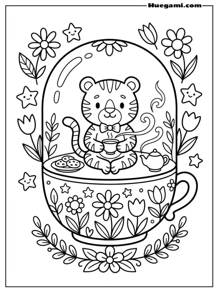 Tea Time Tiger Capsule Illustration