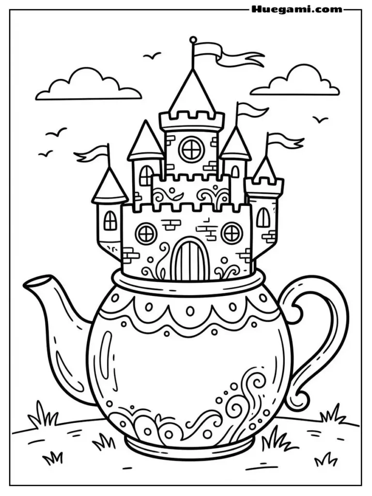 Printable Castle Coloring Sheets Kids Will Love 12 Teapot Castle Illustration