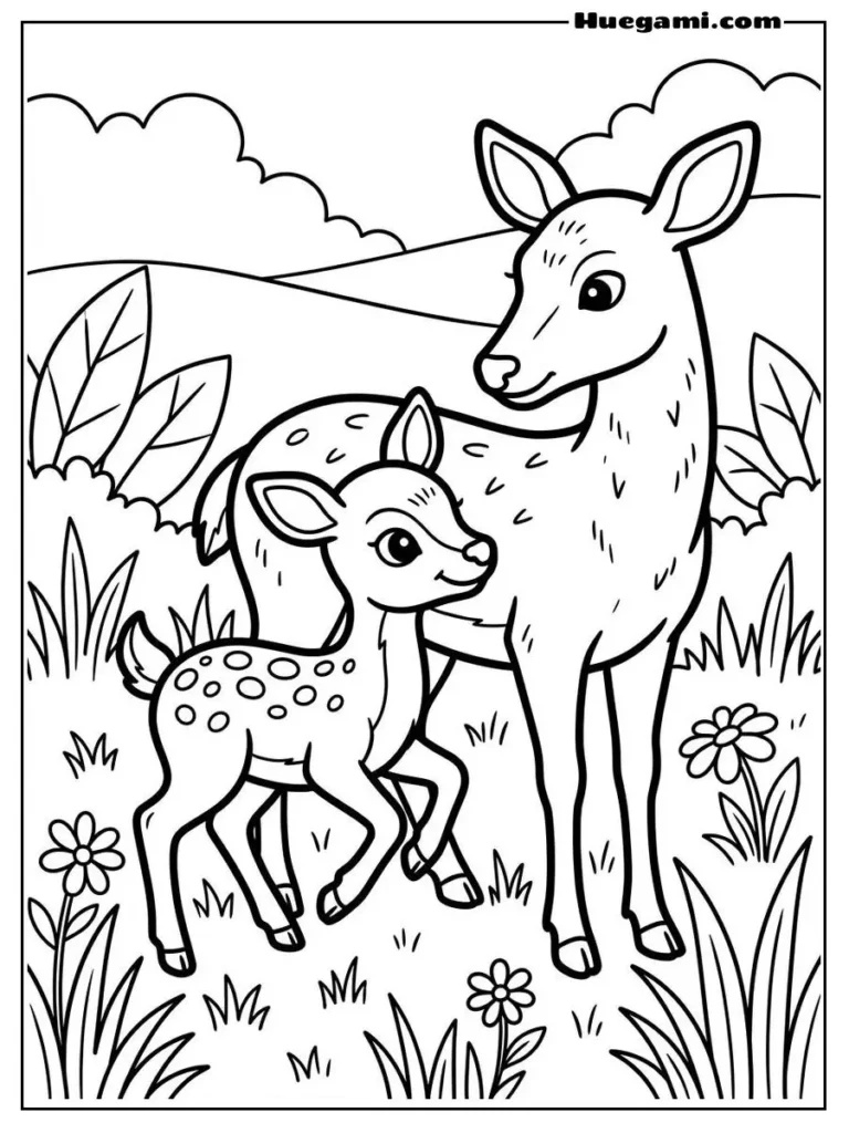 Free Printable Deer Coloring Sheets for Kids 5 A Baby Deer Enjoying