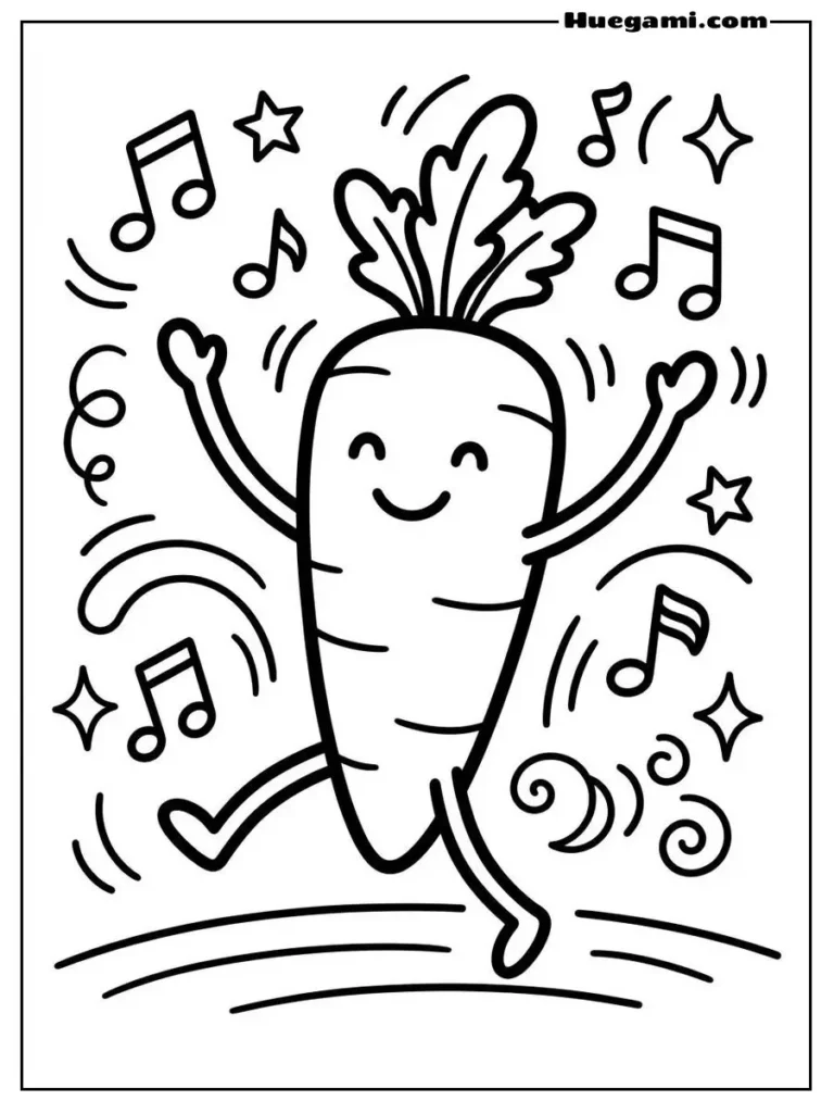 A Carrot Is Dancing Happily Illustration