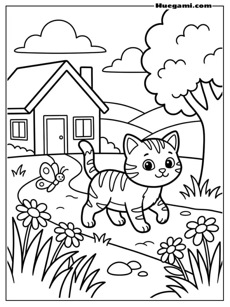 A Cute Kitten Walking Outside