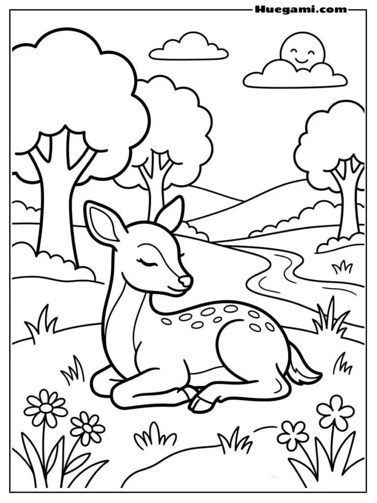 Free Printable Deer Coloring Sheets for Kids 8 A Deer Enjoying A Peaceful