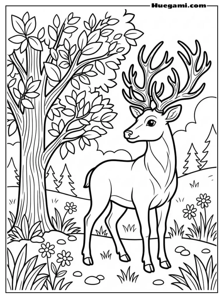 Free Printable Deer Coloring Sheets for Kids 6 A Deer With Beautiful Antlers