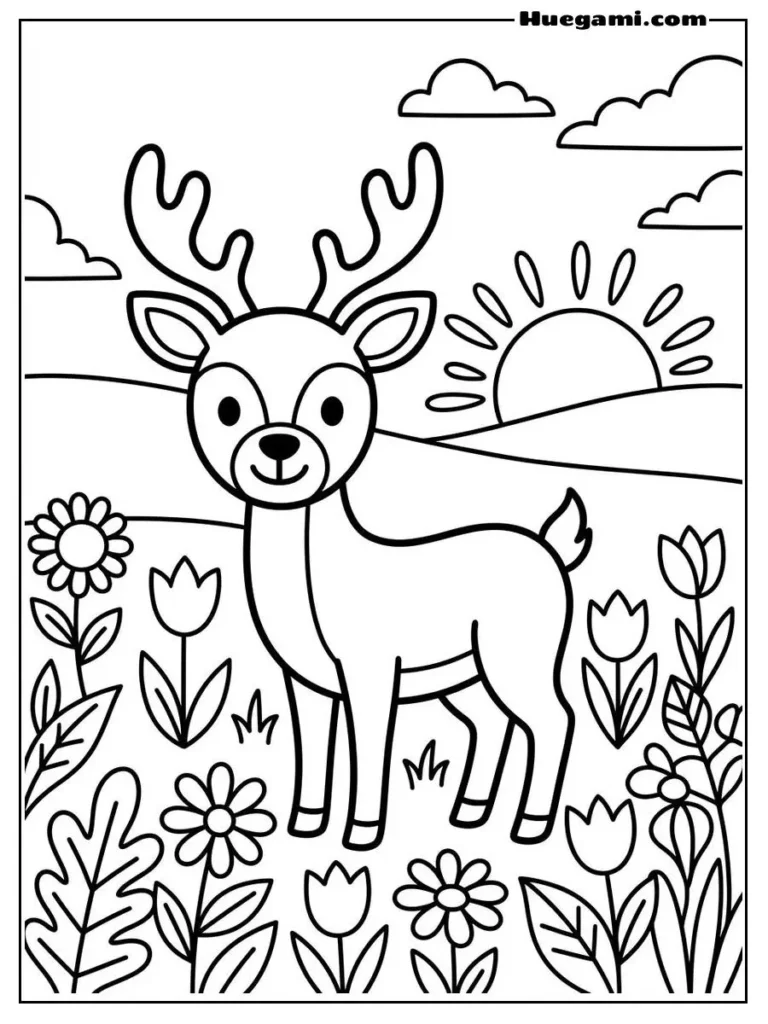Free Printable Deer Coloring Sheets for Kids 12 A Smiling Deer