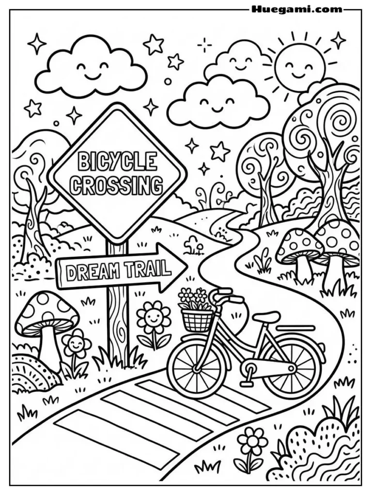 Bicycle Crossing Dream Trail Illustration