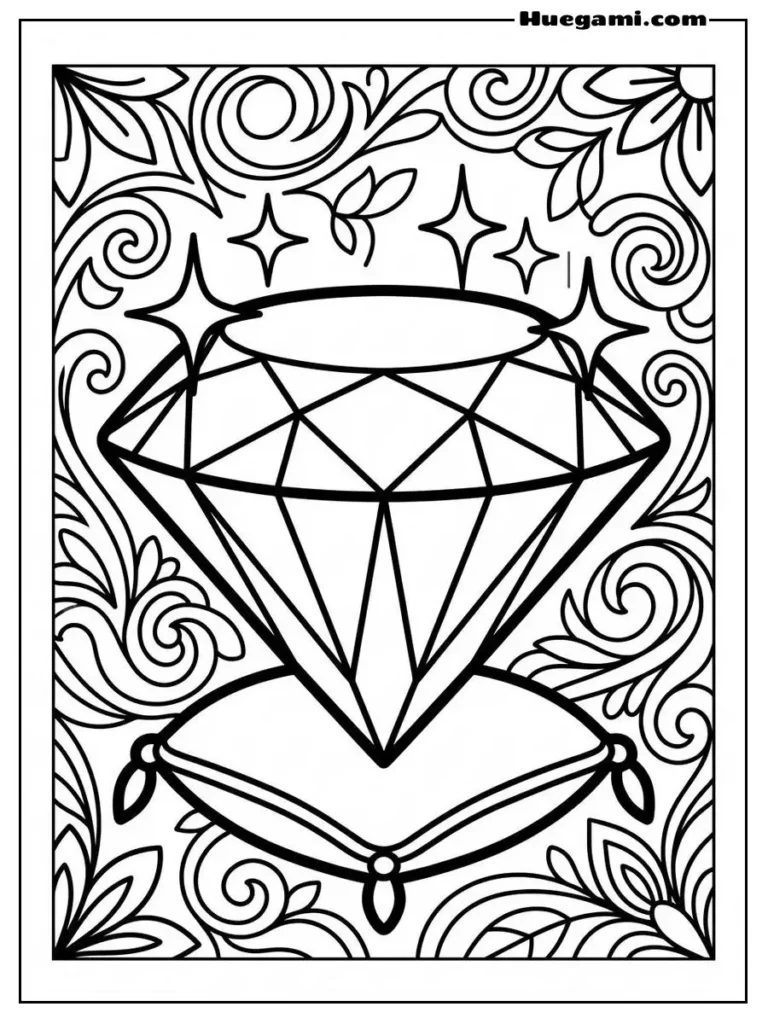 Diamonds Coloring Sheets: Free Printables for All Ages 3 Big Round Diamond