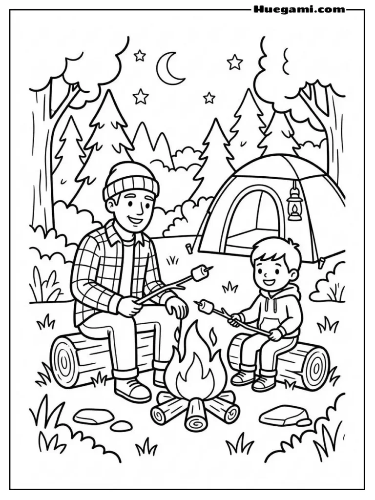 Camping With Dad Illustration
