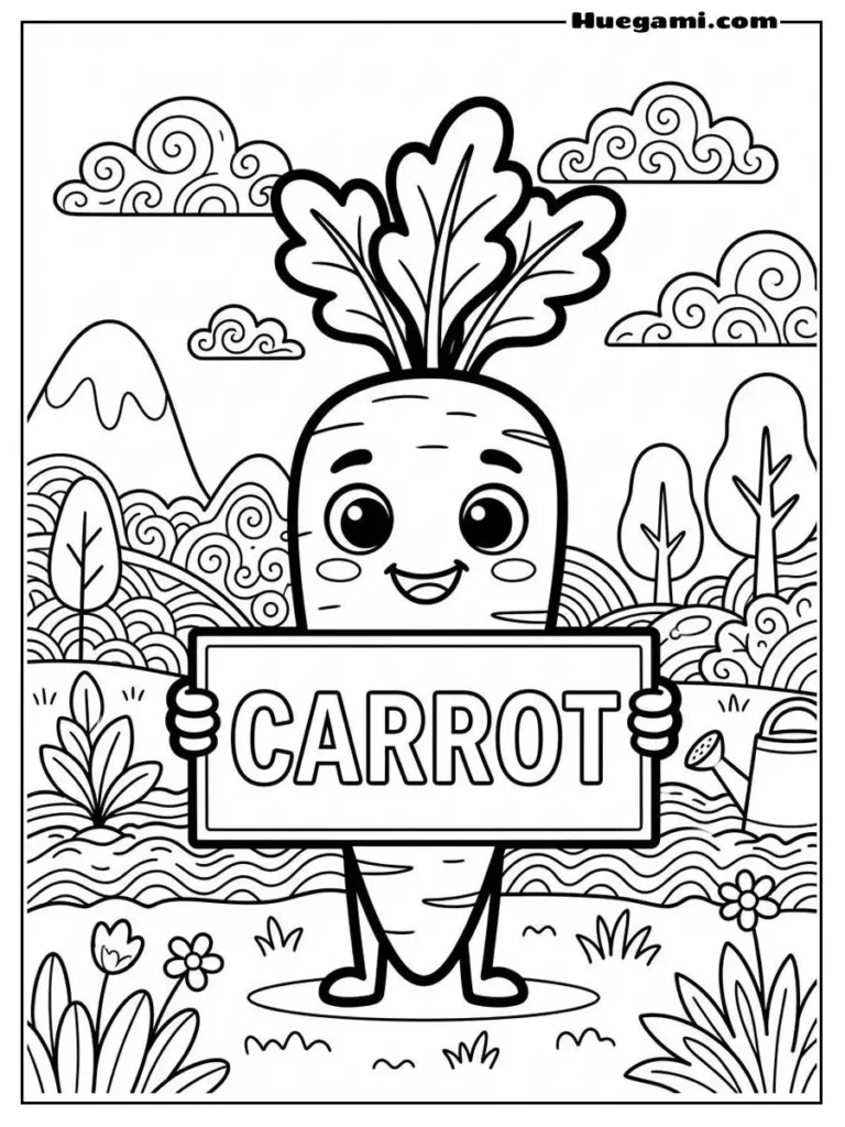 Carrot Holding A Sign Illustration