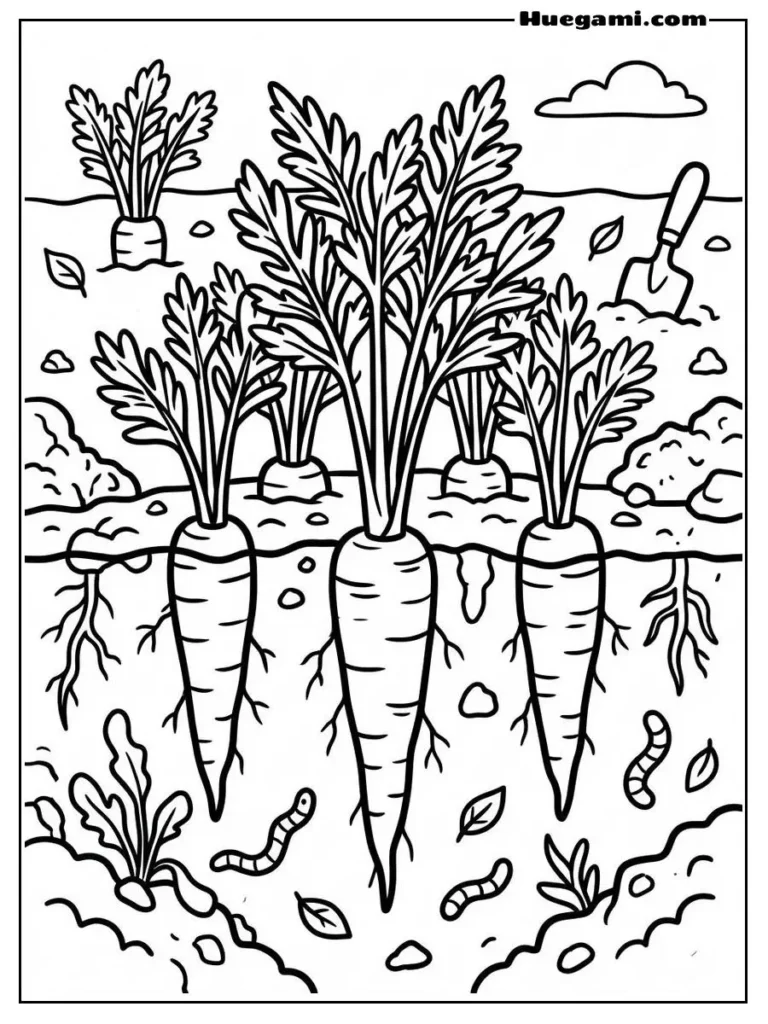 Carrots Growing In Soil Illustration