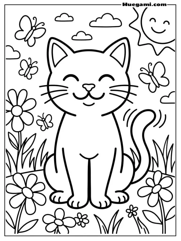 Cheerful Cat Coloring Book