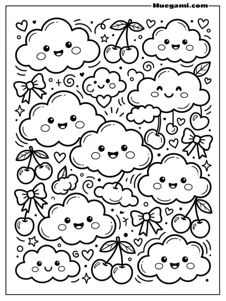 Free Printable Cloud Coloring Sheets for Kids 6 Cloud With Balloon Illustration