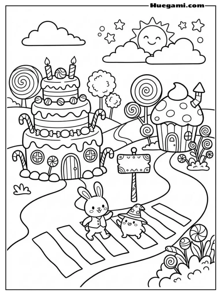 Crosswalk Whimsical Town Illustration